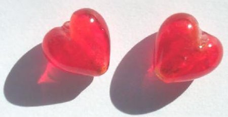 2 15mm Red and Silver Foil Hearts