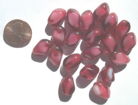 20 15x10mm Two Tone Raspberry Givre Nuggets