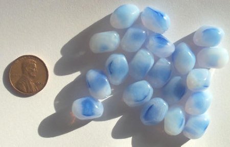 20 15x10mm Two Tone White Opal Blue Nuggets