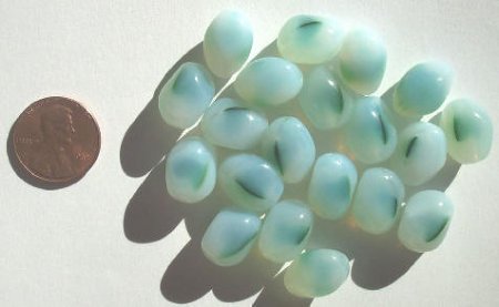 20 15x10mm Two Tone Opal White & Green Nuggets