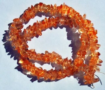 16-inch Strand of Dyed Dark Orange Glass Chips