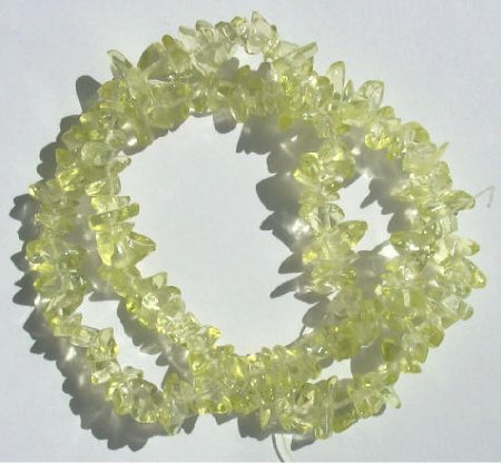 16-inch Strand of Dyed Light Green Glass Chips
