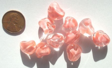 10 16x12mm Satin Pink Crystal Givre Nuggets