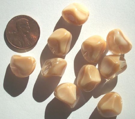 10 16x12mm Satin Caramel Givre Nuggets