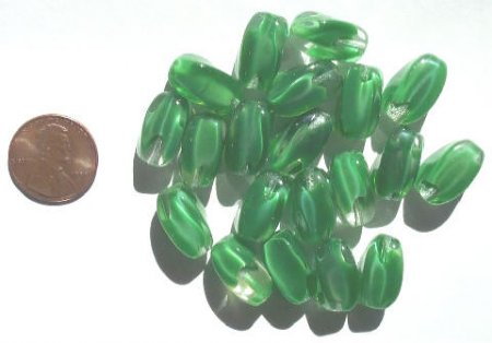 20 17x11mm Twisted Crystal Green Nuggets