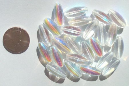 25 17x7mm Crystal AB Ovals