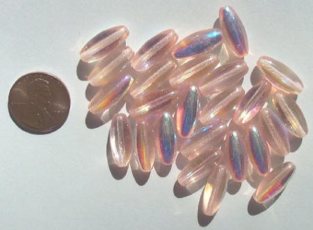 25 17x7mm Rose Pink AB Ovals