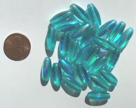25 17x7mm Turquoise AB Ovals
