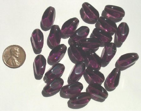 25 18x12mm Four Sided Twisted Ovals - Amethyst