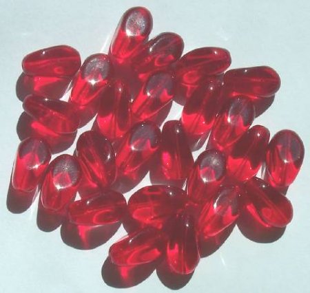25 18x12mm Four Sided Twisted Ovals - Red