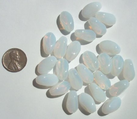 25 18x12mm Four Sided Twisted White Opal Ovals