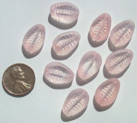10 18x12x5mm Flat Oval Pink Stripe