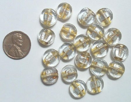 12mm 20 Pressed Silver Foil Disk Topaz & Clear