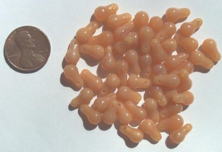 50 3x11mm Milky Camel Gourd Shaped Drops