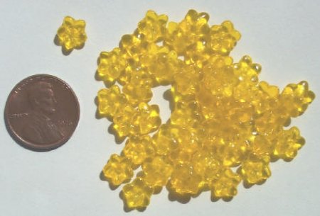 50 3x8mm Transparent Yellow Cupped Flower Beads