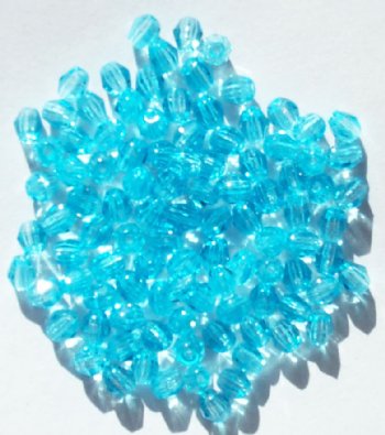 100 4mm Aqua Faceted Bicone Beads