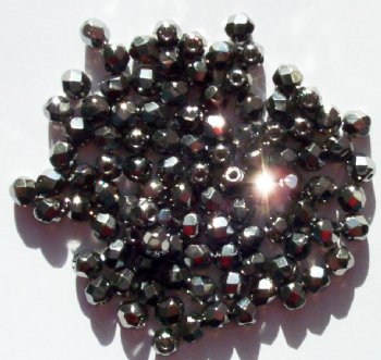 100 4mm Faceted Metallic Chrome Firepolish Beads