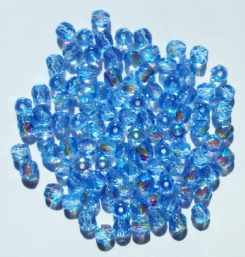 100 4mm Faceted Light Sapphire AB Firepolish Beads