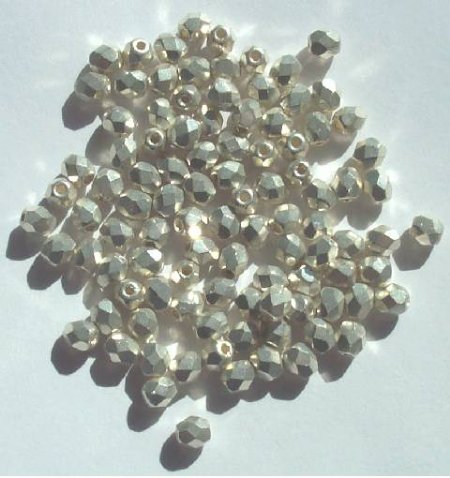 100, 4mm Faceted Metallic Full Labrador Firepolish Beads