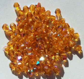 100 4mm Topaz AB Faceted Bicone Beads