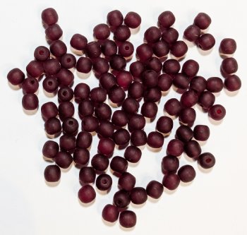 100 4mm Transparent Matte Garnet Round Glass Beads