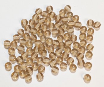 100 4mm Transparent Smoke Topaz Round Glass Beads