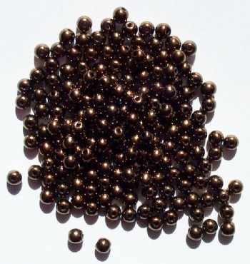 100 4mm Round Metallic Bronze Glass Beads