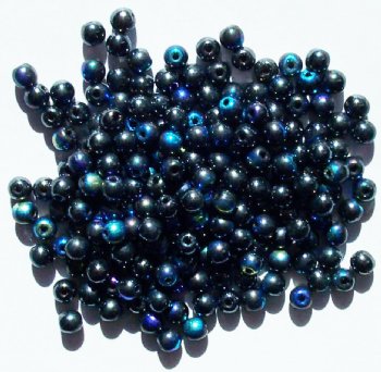 100 4mm Round Gunmetal AB Glass Beads