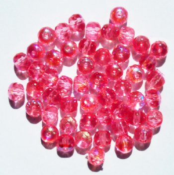 50 4x5mm Faceted Pink AB Donut Beads