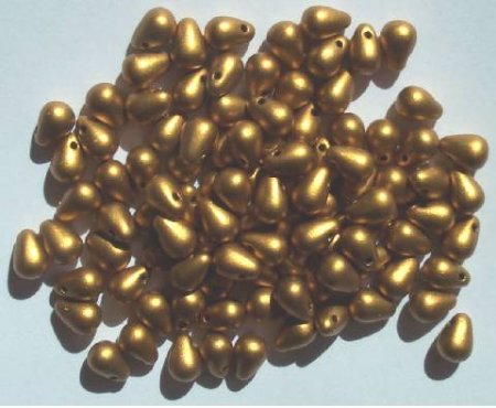 100 4mm Matte Gold Drop Beads