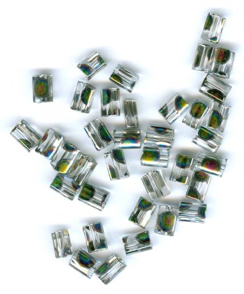 40 5x3.5mm Peacock Tiny Flat Beads - Crystal Vitrail
