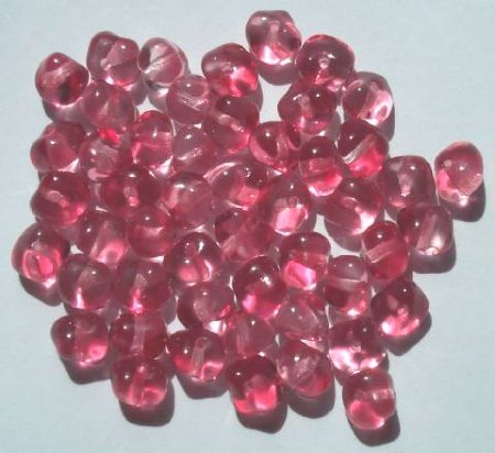 50 5x7mm Crystal and Raspberry Nuggets