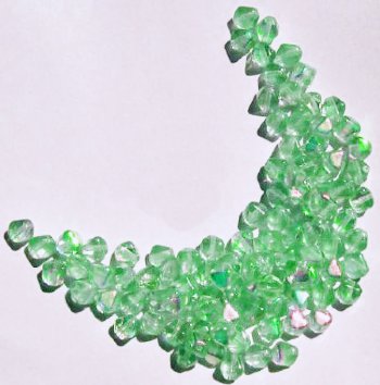 100 6mm Light Green AB Glass Bicone Beads