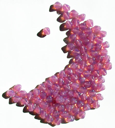 100 6mm Bicone Pink Opal
