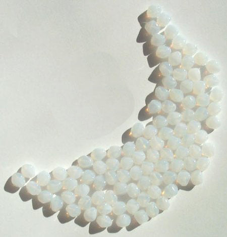 100 6mm Bicone White Opal