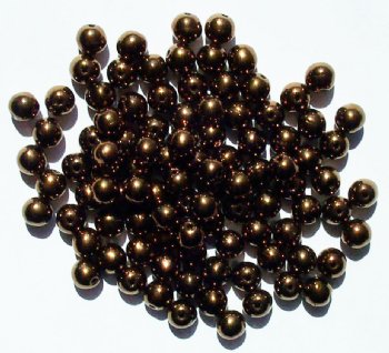 50 6mm Round Metallic Bronze Glass Beads