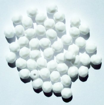 50 6mm Faceted Opaque White Firepolish Beads