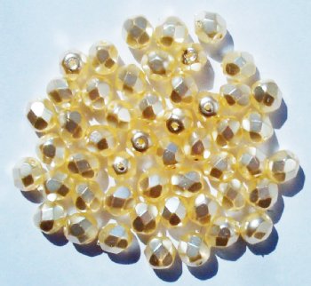 50 6mm Cream Pearl Faceted Glass Beads