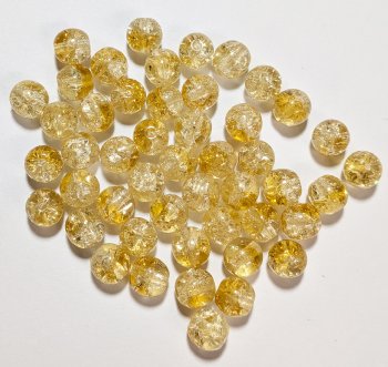 50 6mm Light Topaz Crackle Glass Beads