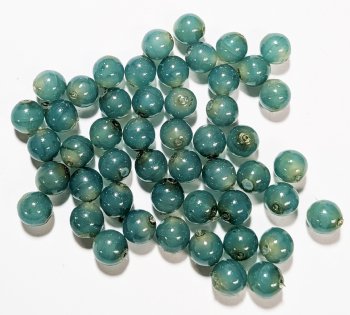 50 6mm Coated Translucent Dark Jade Green Round Glass Beads