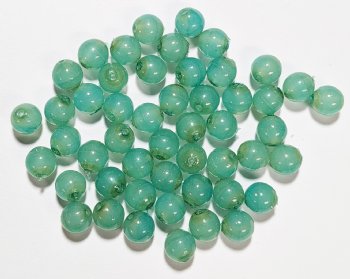 50 6mm Coated Translucent Turquoise Green Round Glass Beads