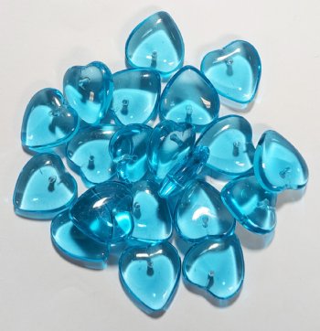 20 16x6mm Transparent Aqua Heart Pendant Beads