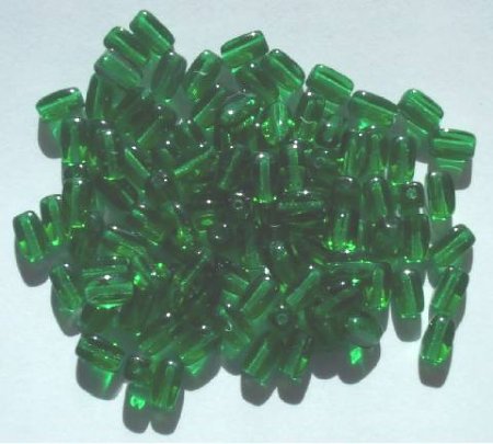 100 6x3mm Kelly Green Rectangle Beads