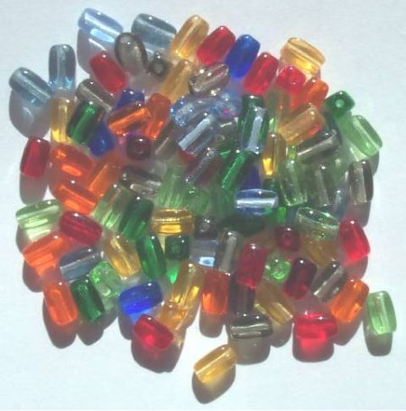 100 6x3mm Mixed Rectangle Beads