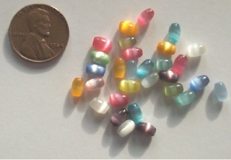 30 6x4mm Oval Rainbow Mix Fiber Optic