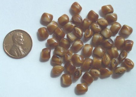 50 6x8mm Tortoise Caramel Flat Nuggets