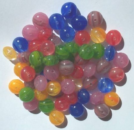 60 6x9mm Marble Spacer Bead Mix
