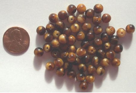 50 7mm Round Satin Tortoise