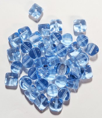 40 7x8mm Transparent Light Sapphire Pillow Beads