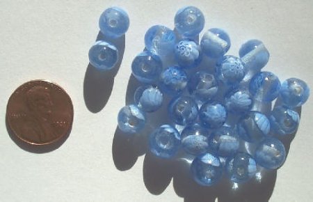 20 8mm Round Light Sapphire with Millefiore Flower